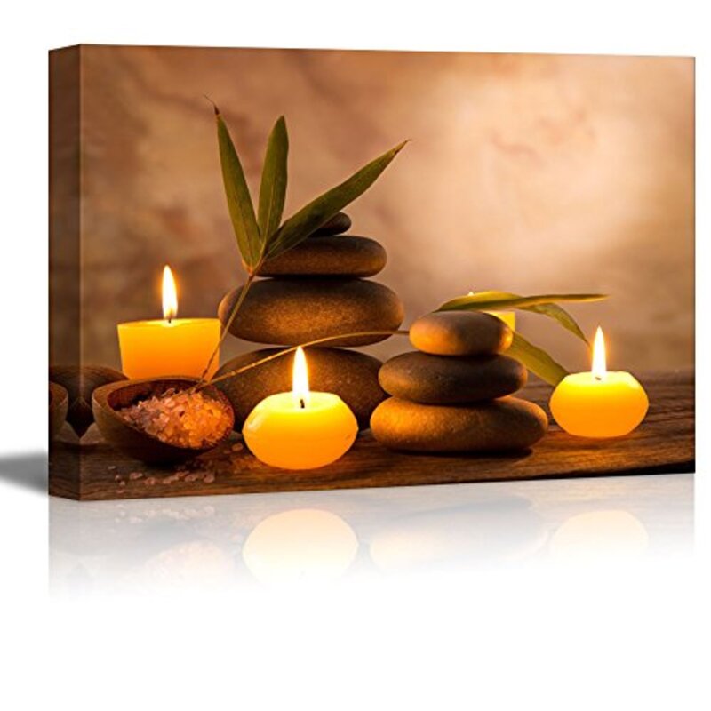 Idea Wall Aromatic Candles And Zen Stones Bamboo Wrapped Canvas